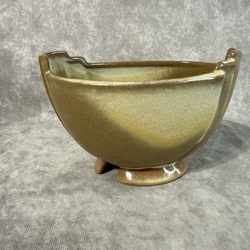 Vintage Frankoma Pottery Footed Bowl model #35 Plainsman Gold Glaze
